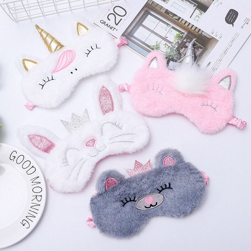 Licorne oeil masque dégradé coloré dessin animé Animal masque de couchage en peluche oeil ombre couverture ombre approprié voyage maison fête