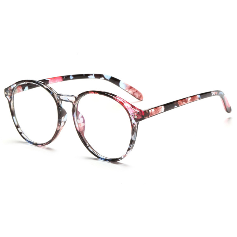 UVLAIK-Montura de lentes ópticos transparentes para hombre y mujer, anteojos redondos Retro hechos a mano, con lentes transparentes circulares: Flower