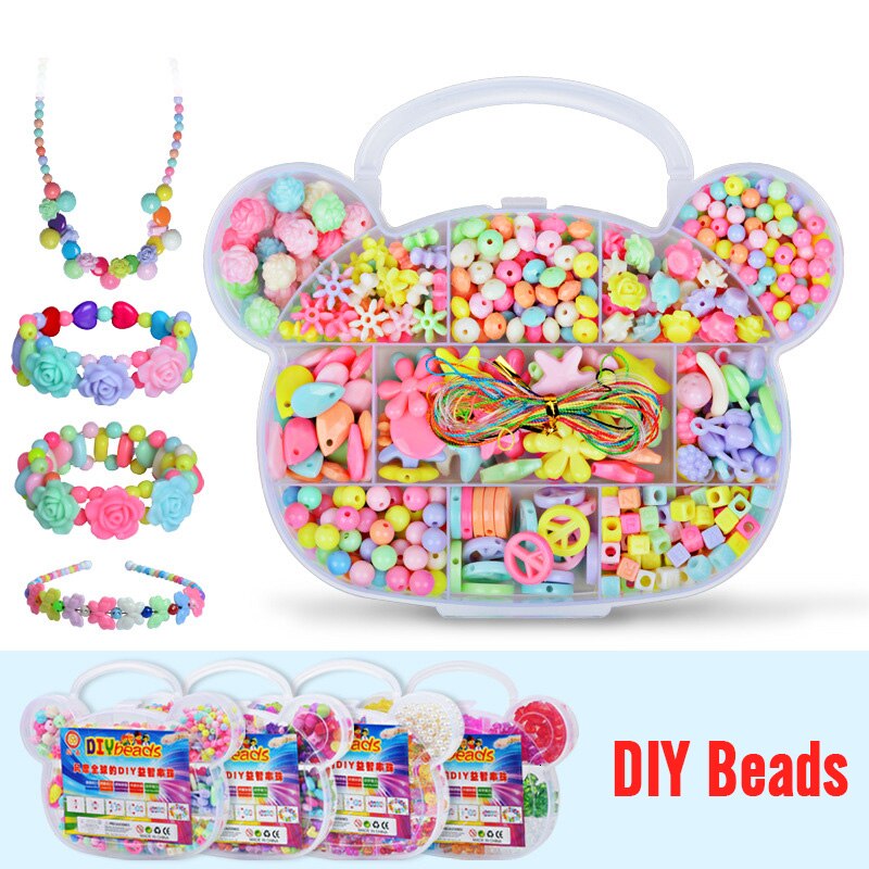 PARA niña, joyería de cuentas creativa, DIY, fabricación de pulsera, collar, juguete educativo para niños, hecho a mano con cuentas con caja