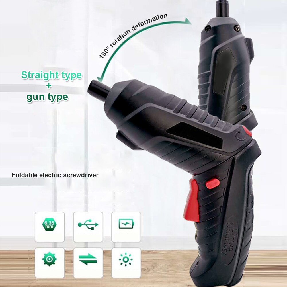 Electric Screwdriver with Light 3.6V Portable Cordless Screwdriver Rechargeable Power Tools with Bits