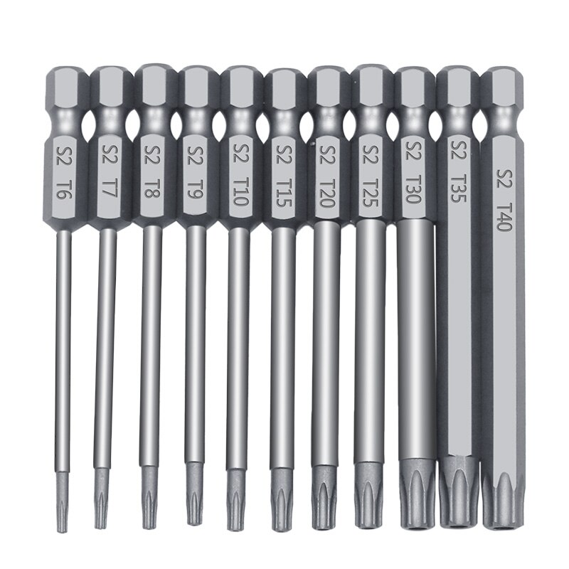 Oauee Security Bit Set Tamper Proof Screwdriver Drill Bit Screw Driver Bits Torx Flat Head 1/4" Hex Driver Bits 11pcs /12pcs