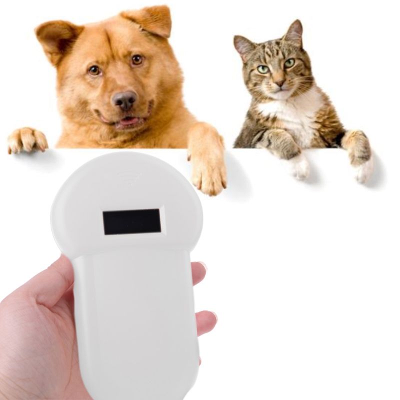 Håndholdt beskyttelsesbar kæledyrs chiplæser scanner dyremikrochipgenkendelseslæser til kattehundetranspondere i polstret etui