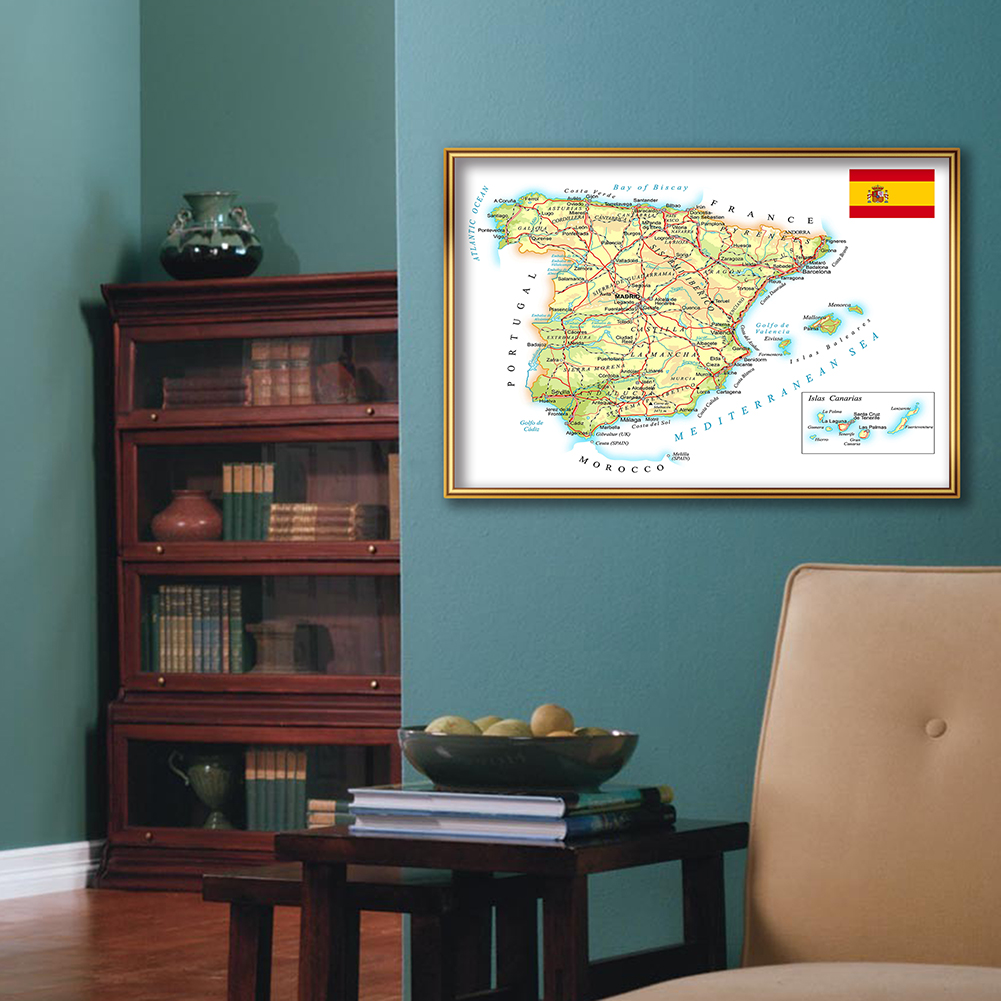 59*42cm The Spain Political Map In Spanish Wall Poster Canvas Painting Living Room Home Decoration School Supplies Travel