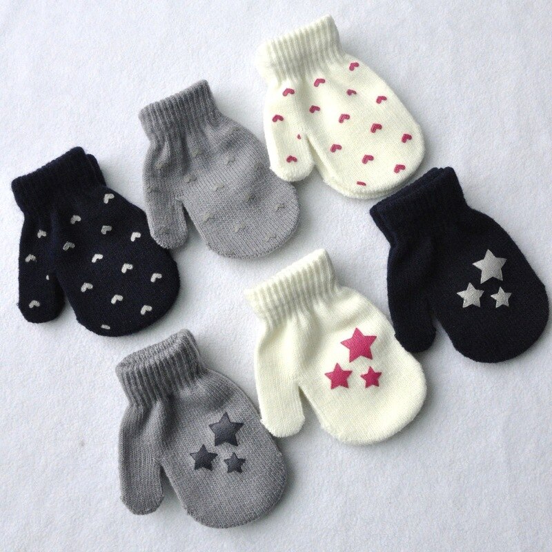 neue Winter Handschuhe Nette Verdicken Baby Infant Baby Nette Herz Stern Drucken Heißer Mädchen Jungen von Winter Warme Handschuhe