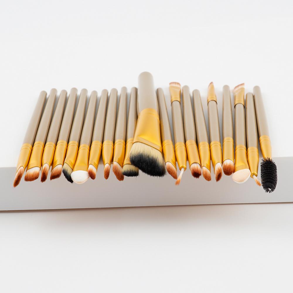 Conjunto de pincéis de maquiagem, kit de pincéis de maquiagem para base, pincéis de sombra, sobrancelha, suporte profissional de escova, 20 peças