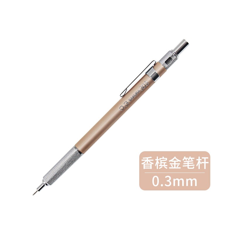 Lápices mecánicos Sakura, lápiz de dibujo bocetos, Oficina, Papelería, Material Escolar, lápices mecánicos de Metal, varilla de 0,3/0,5mm, XS-303: 0.3mm champagne