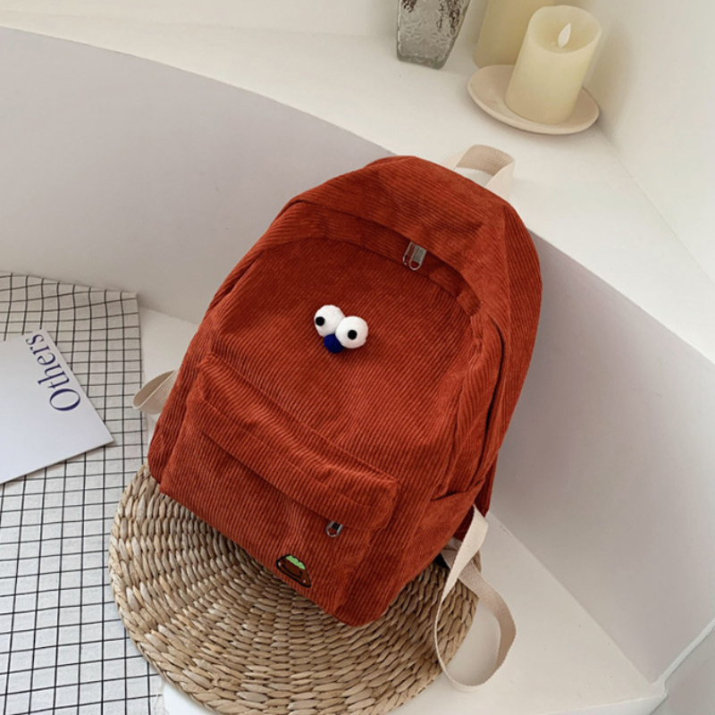 Corduroy Backpacks School Student Teen Girls Schoolbag High Large Capacity College Bookbag Classic Women Preppy Style