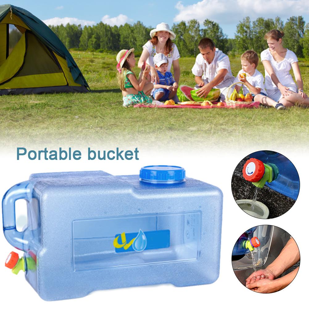 25L Square PC Car Bucket Thickened With Faucet Self-Driving Car Portable Bucket Outdoor Camping Water Carrier Storage Container