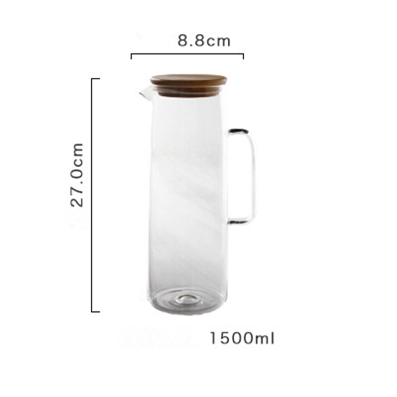 Cutelife nordisk genomskinlig vattenkokare glas vattenflaska värmebeständig bambu lock dryck flaska kök juice drinkware heminredning: Default Title
