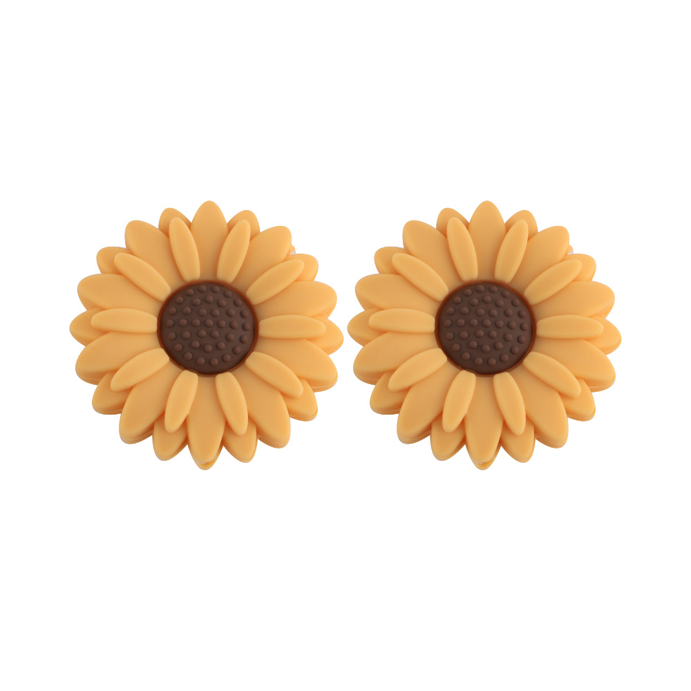 Sunrony 10 st silikonpärlor med 20/30mm blommor för smyckestillverkning, gör-det-själv-pärlor, prästkragefokus, pärlbar penna, armband, nyckelringstillbehör