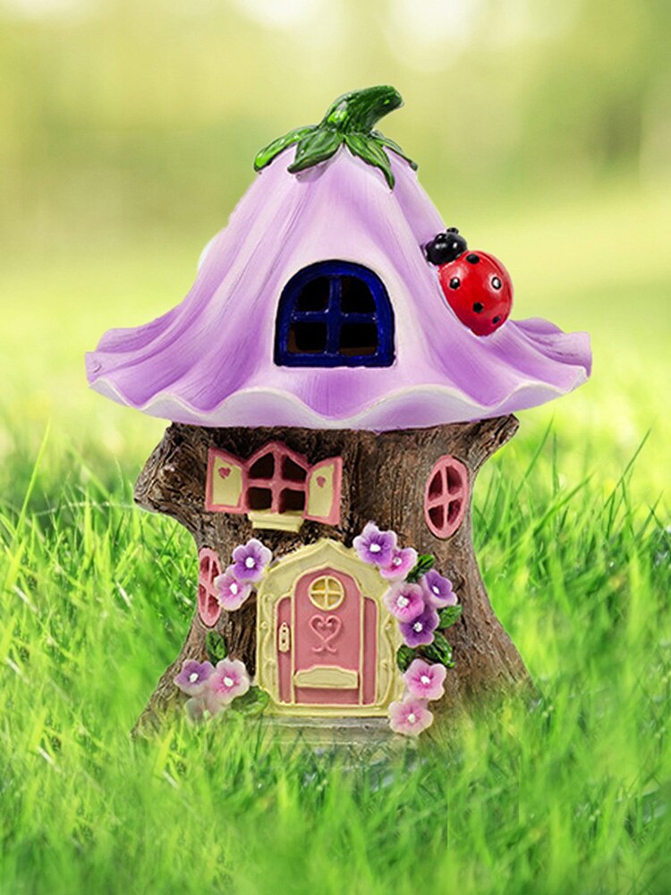 Nette Kobold Haus Dekor LED Solar- Licht Ich bin Freien Balkon Garten Deko Fee Haus Harz Handwerk Ornamente Kinderzimmer Deko