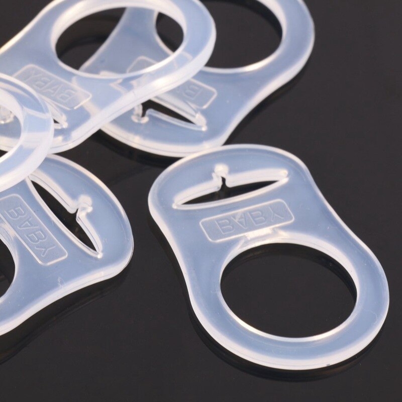 10 stk knap silikone ring mam pacifier holder mannequin klip adapter gennemsigtig