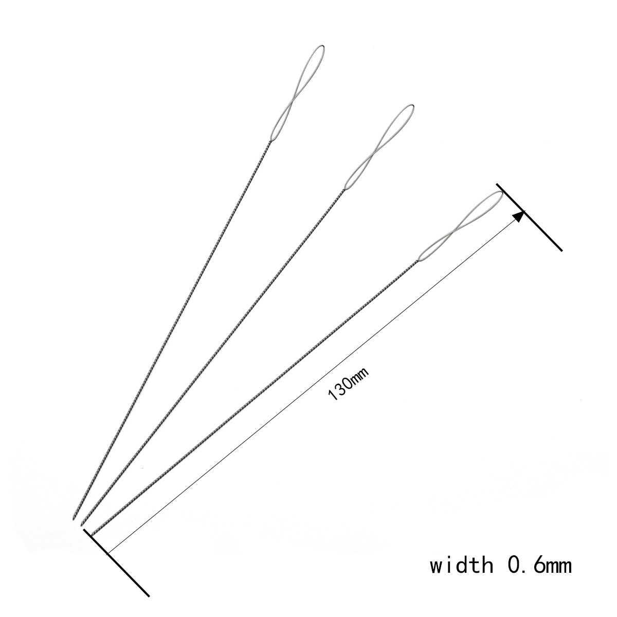 Agujas de acero inoxidable de 8-14cm de longitud para abalorios, alfileres de cuerda de hilo fácil, accesorios de joyería DIY: thickness 0.6mm / 2Pcs