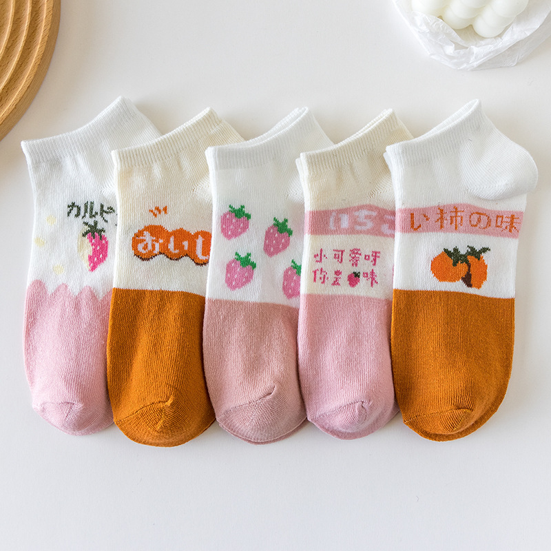 Ensemble de chaussettes pour femmes, fines, bleues, à carreaux, motif d'ours chat, Tube bas en coton, mignonnes chaussettes de sport pour filles, respirantes, d'équipage, Kawaii, printemps été