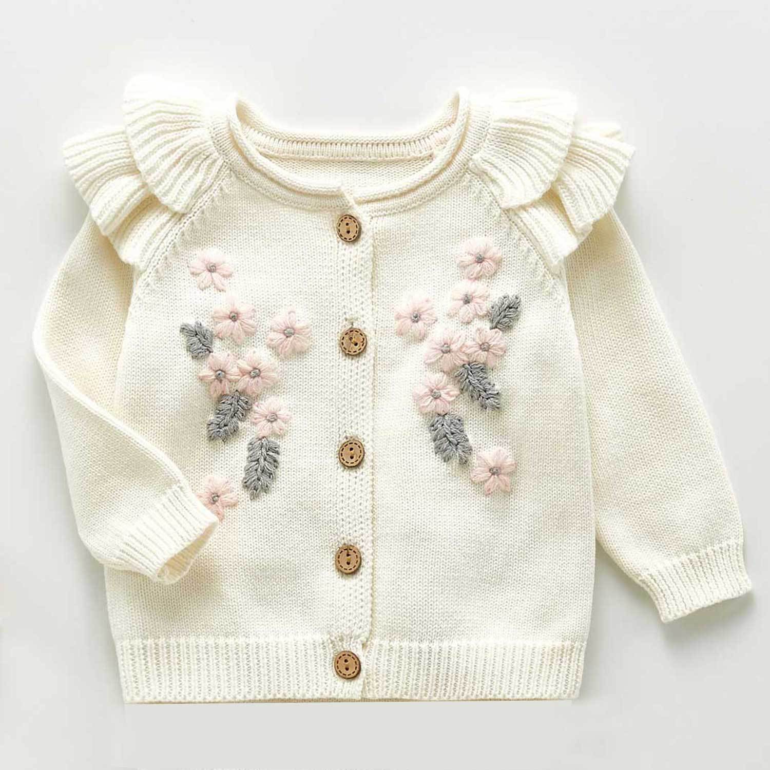 Bébé fille hiver chandails à manches longues mignon couleur vêtements enfant en bas âge filles fleur broderie body 2pc vêtements enfants hauts: 203S04bodysuits / 24M