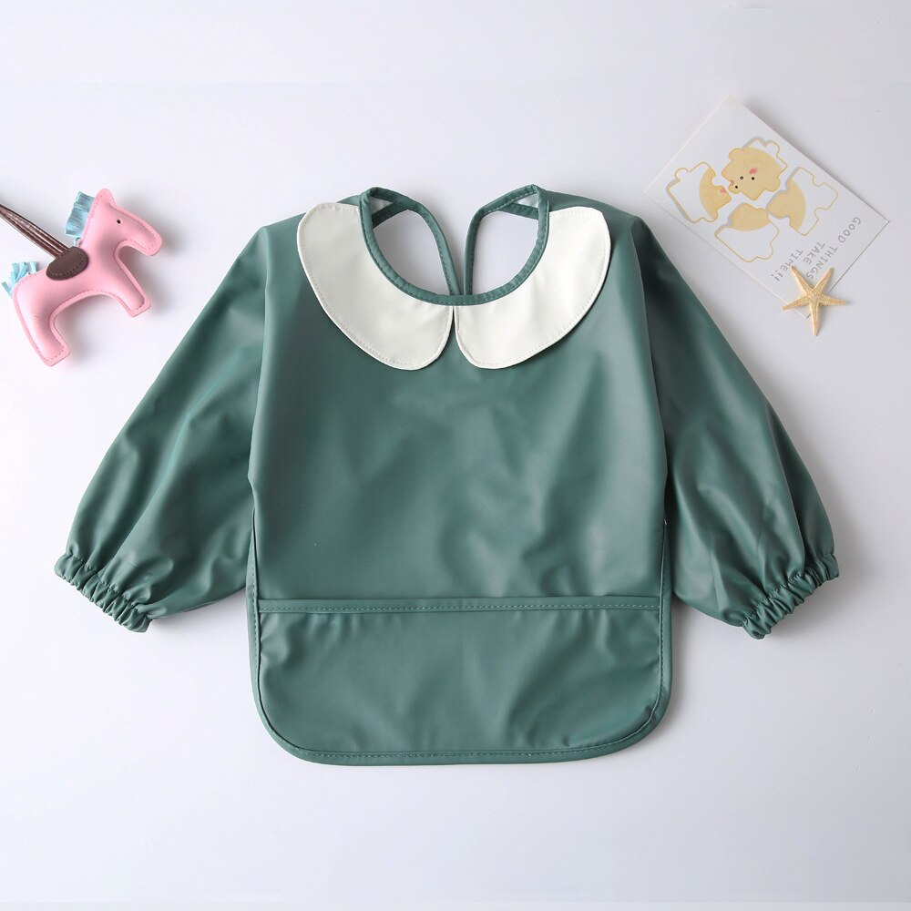 Bebê à prova dwaterproof água babadores arroto pano com bolso alimentação do bebê desenho blusa para crianças acessórios do bebê infantil avental crianças coisas: 5 / S(6-12M)
