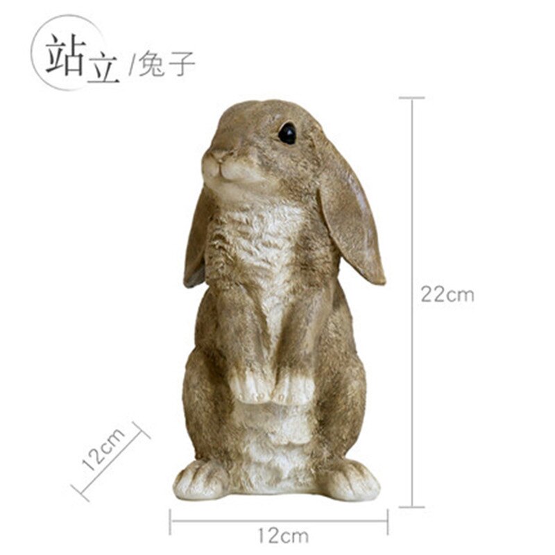 Large Resin Bunny Rabbit Figurines Garden Ornament Outdoor Art Yard Garden Animal Figurines Rabbits Decoration: 013
