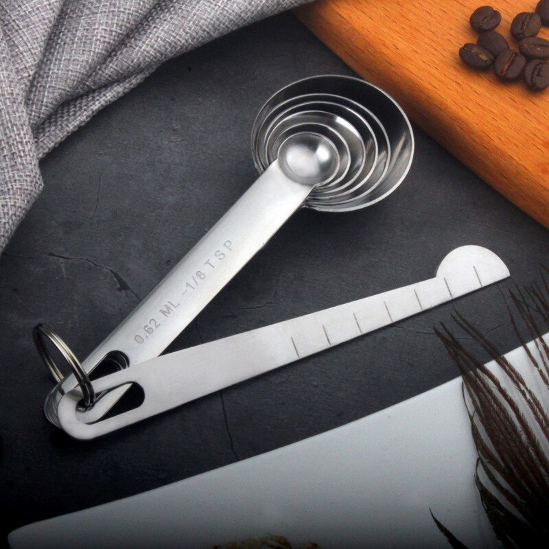4pcs/7pcsMeasuring Cups Measuring Spoons Set Stainless Steel Measuring Cup Spoon for Baking Tea Coffee Kitchen Measuring Tools