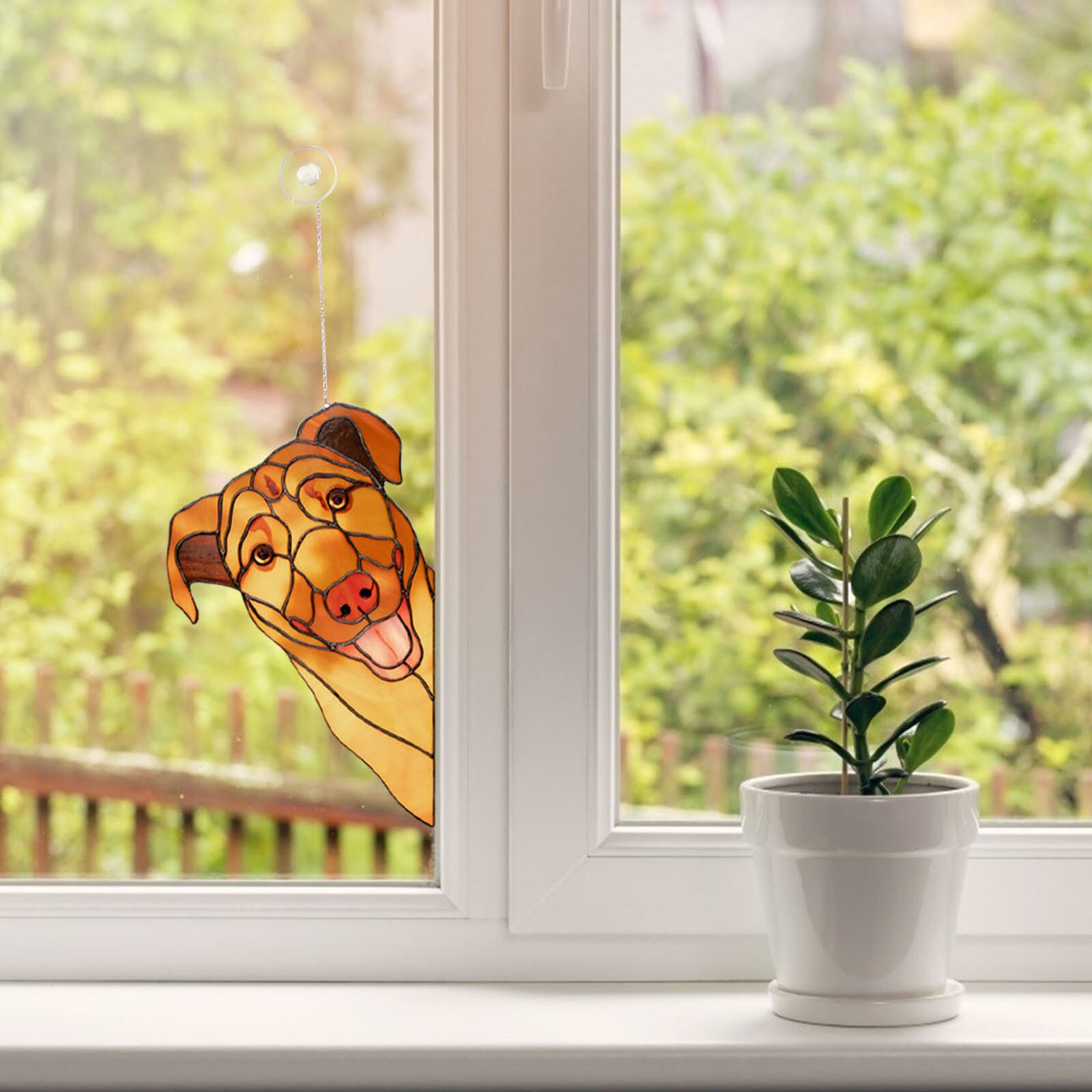 Vitrail chat fenêtre cintre décoration personnalité intérêt animal de compagnie acrylique pendentif décoration pour la maison et la voiture décor