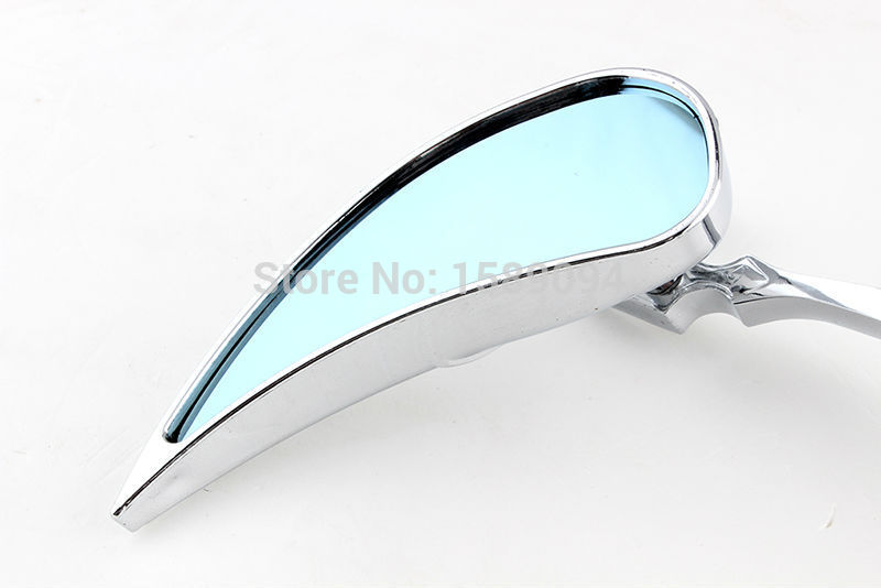 CHROME MOTORCYCLE FLAME TEARDROP MINI MIRRORS 8MM 10MM REAR VIEW SIDE MIRROR