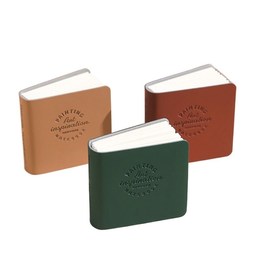 3 stuks dik tekenpapier, mini tekenboekje, compact schetsboekje met pu-leren omslag, ongelijnd blanco papier: Wit