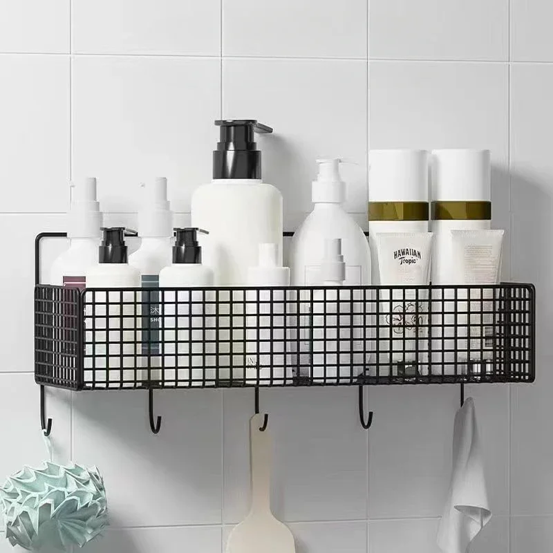 Wall Mounted Metal Wire Storage Organizer Baskets, Rectangular Display Hanging Basket, Countertop Bathroom Accessories Holder: plum