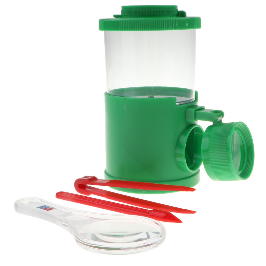 Outdoor Toys Insect Exploration Kit Viewer Box, Tweezer, Magnifying Glass Adventure Set Watching Bug Life Habit Green