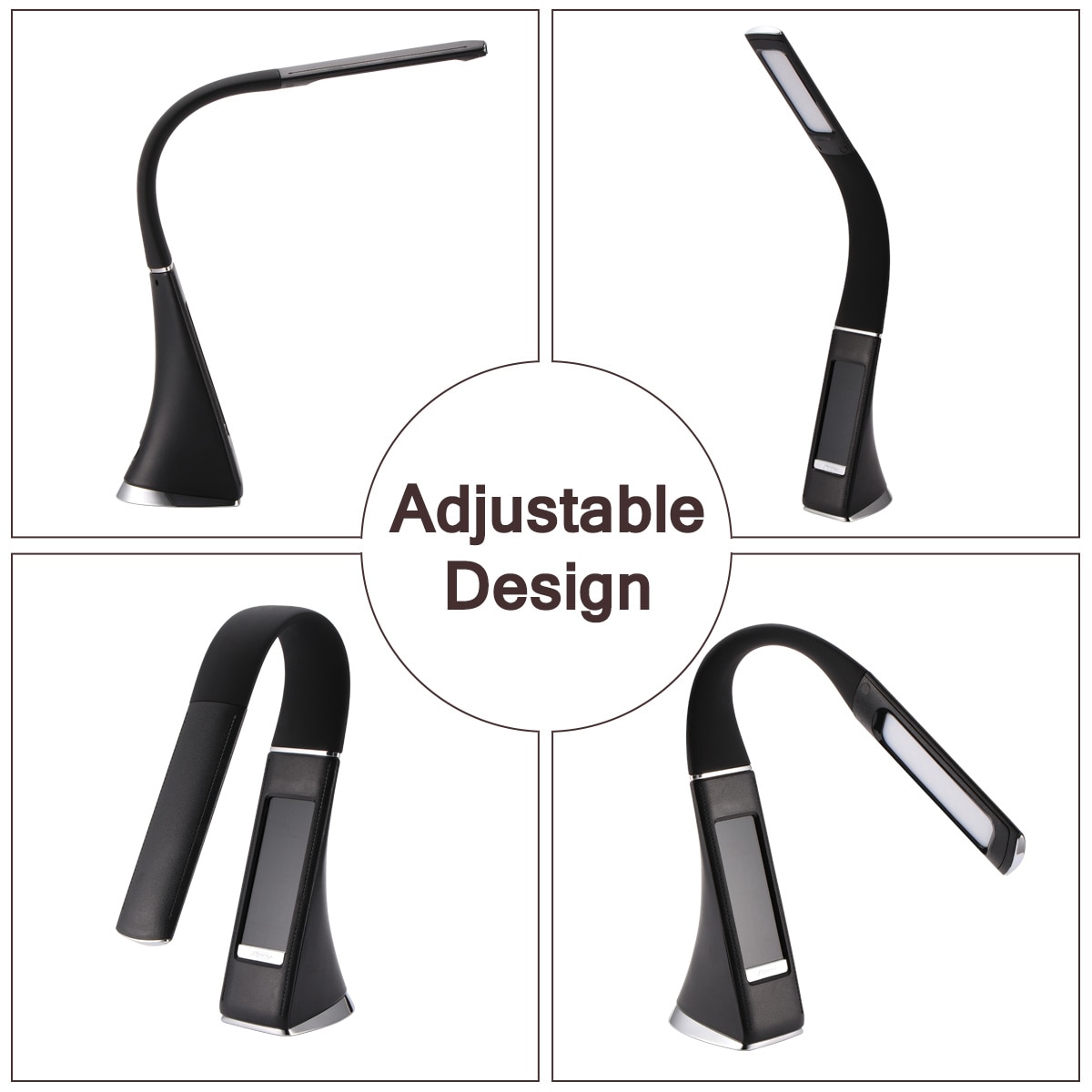 Flexible LED Desk Lamp Rechargeable Eye Protection Touch Dimmable Reading Lamp With Calendar Temperature Alarm Clock for Office