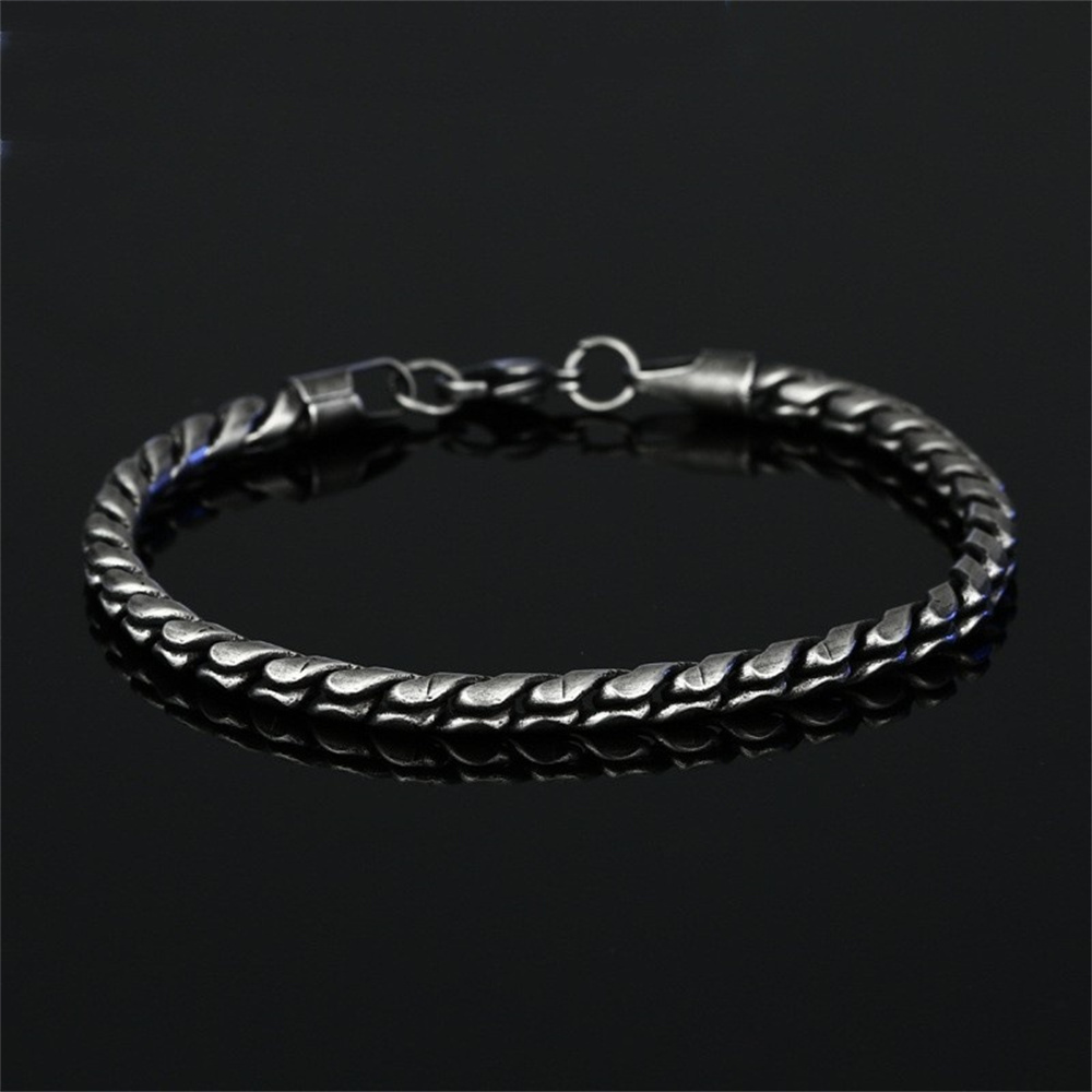 5mm retro prata cor masculino 316 pulseira de aço inoxidável hip hop s liga pulseira moda jóias retro pulseira acessórios: 17cm