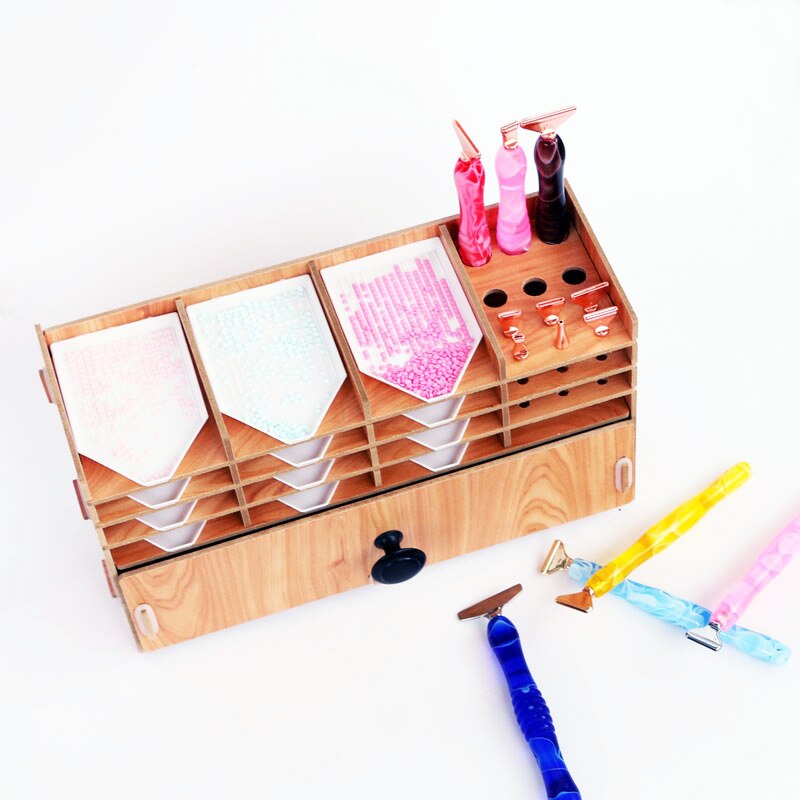 Wooden Drawer Organizer Box Diamond Painting Tray DIY Craft Storage Accessoires Tools Kit Bead Container Organizer Racks