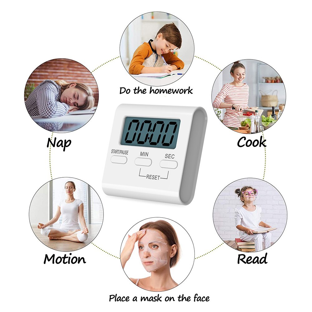 Multifunctional Digital Timer Stopwatch Kitchen Count Up Countdown Timer Cooking Baking Alarm Reminder Clock with Stand