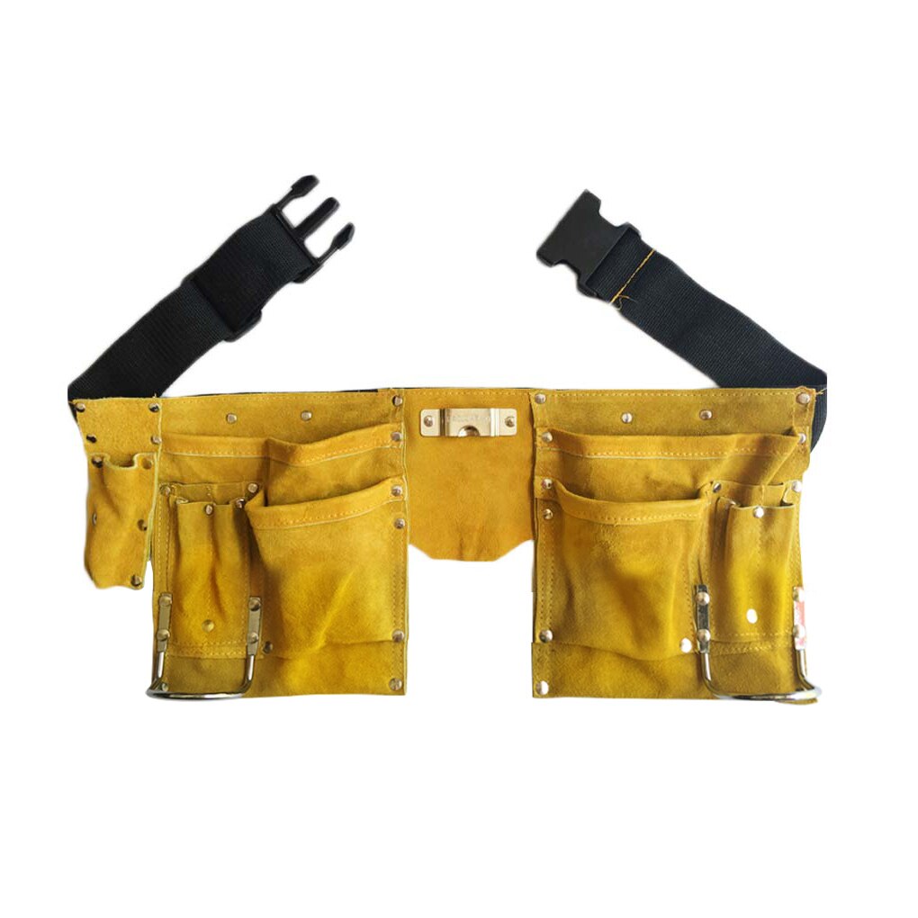 Multi-functional Leather Tool Belt Quick Release Buckle Carpenter Construction Work Tool Organizer Storage Pouch Belt