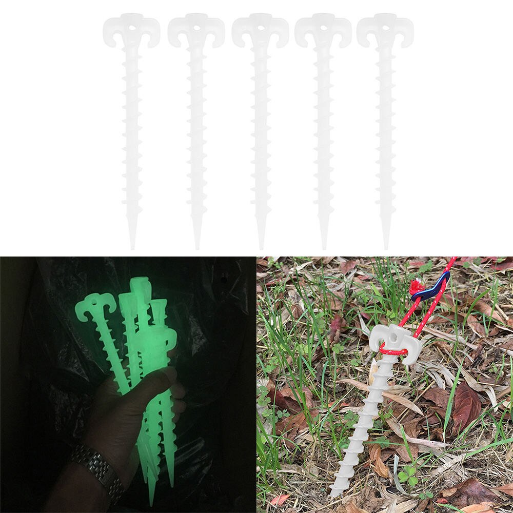 5 pcs/10 pcs Outdoor Lichtgevende Tent Nagels Luifel Grond Schroef Haringen Hoorn Nagels Klimmen Plastic Nagels Tent Accessoires