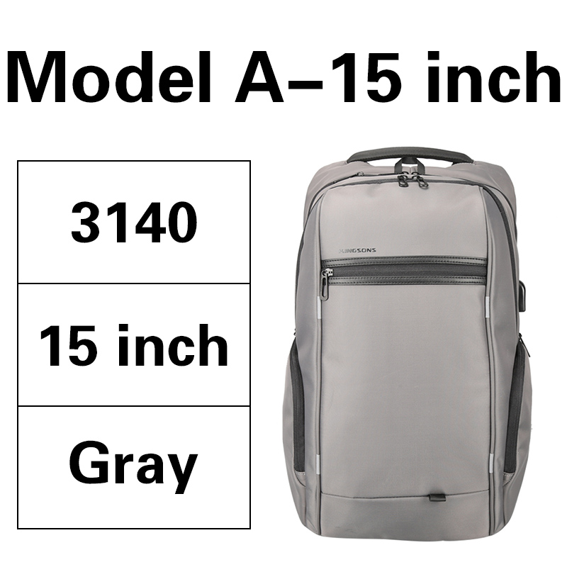 KINGSONS 13,3 15,6 17,3 Zoll Laptop Rucksack Externe USB Ladung Computer Rucksäcke Anti-diebstahl Wasserdichte Taschen für Männer Frauen: Model-A-15inch gray