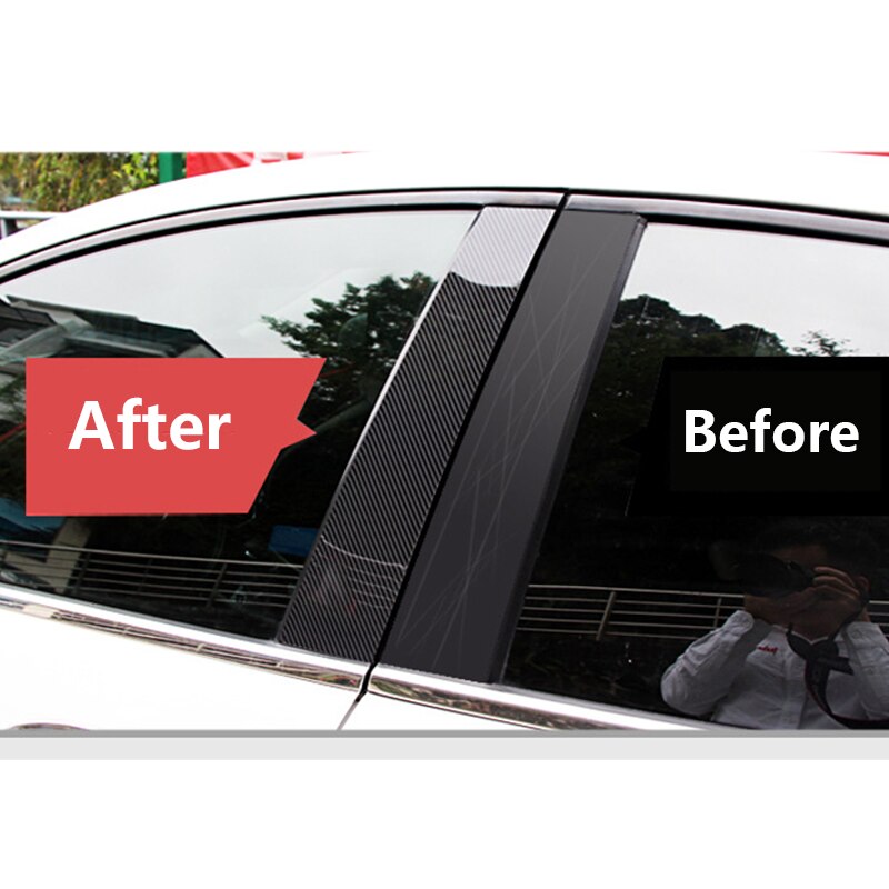 Koolstofvezel stijlpalen 6 stuks afdekking deurbekleding geschikt voor honda civic 2006-11