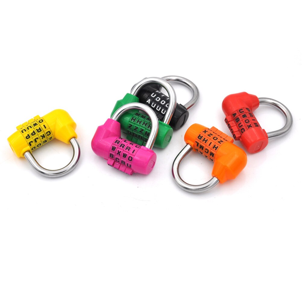 Candado de código de seguridad para viaje, combinación de letras de 4 dígitos colorido con candado, contraseña diaria, 1 ud.