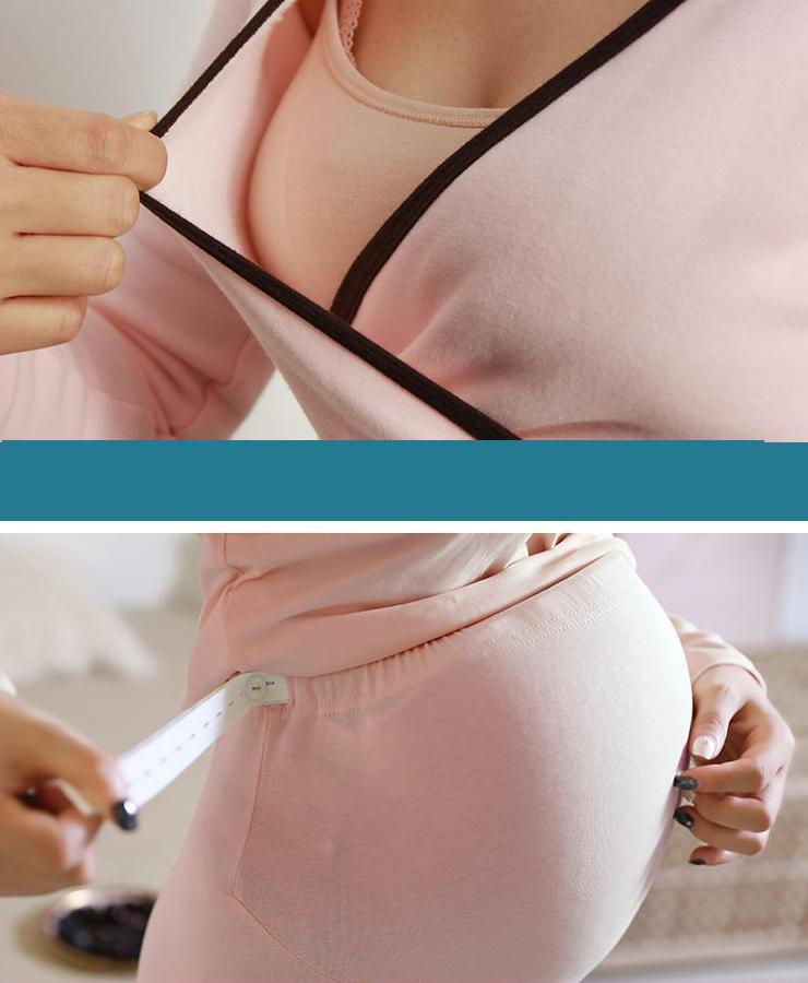 Roupa de dormir para grávidas camisa de enfermagem tops + calças pijamas amamentação grávida pijamas para grávidas