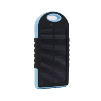 Universal solar power bank 5000mah Portable Waterproof Solar charger Dual-USB Solar battery Charger for iphone samsung all phone: Blue