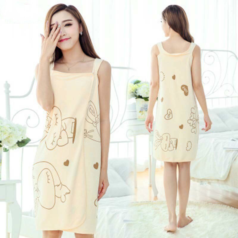 Multi Use Slips Dress Lovely Printing Can Be Wear Bath Towel Sleepskirt Beauty Salon Sweat Steam Summer Bath Towel Home Dress