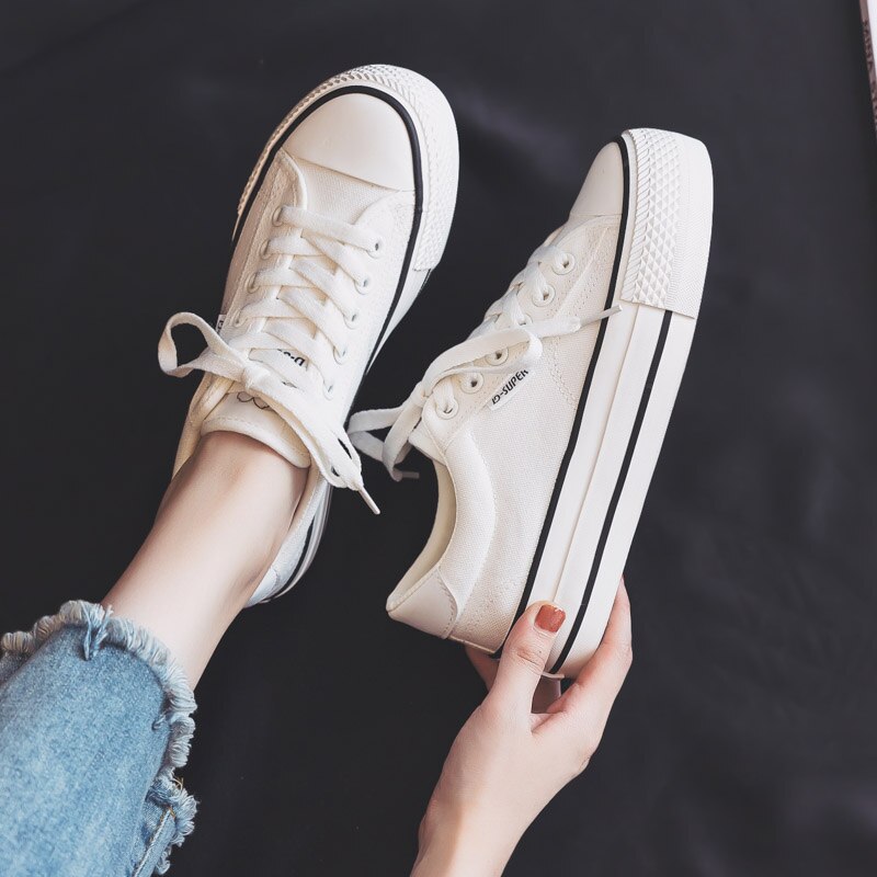 Woman Platform Shoes Women Shoes Casual Solid Canvas Sneakers Classic Women Casual Shoes Sneakers White