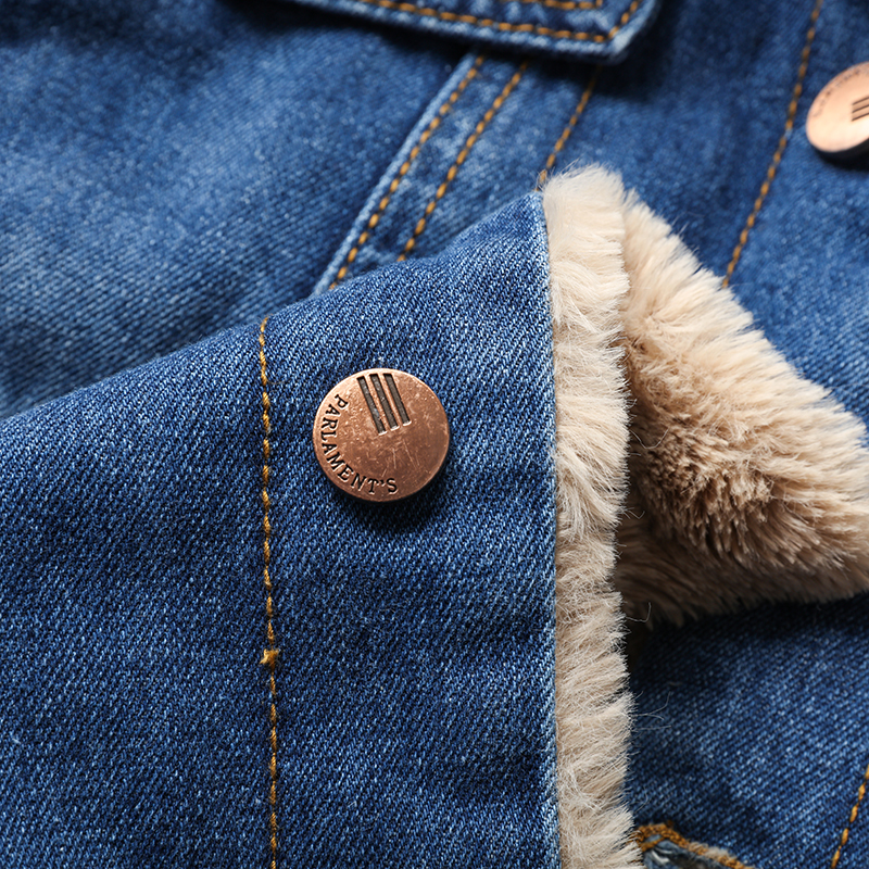 Vinter män smal tjock varm ull jeansjackor vintage manliga streetwear casual distressed jeans jacka ytterkläder