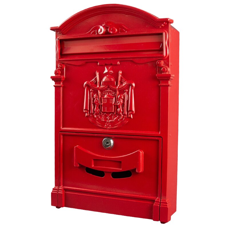 Lockable Secure Mail Letter Post Box Vintage Metal Mail Box Garden Ornament Retro wall-mounted Mailbox CW238
