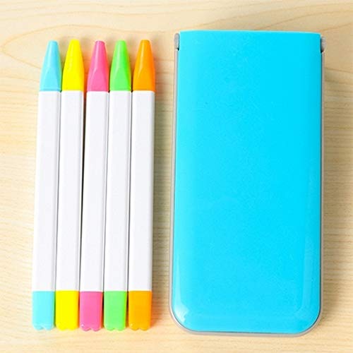 XRHYY 1 Box 5Colors Highlighter Stationery Student Mark Highlighter Watercolor Note Pen Highlighting Writing Notes: Blue