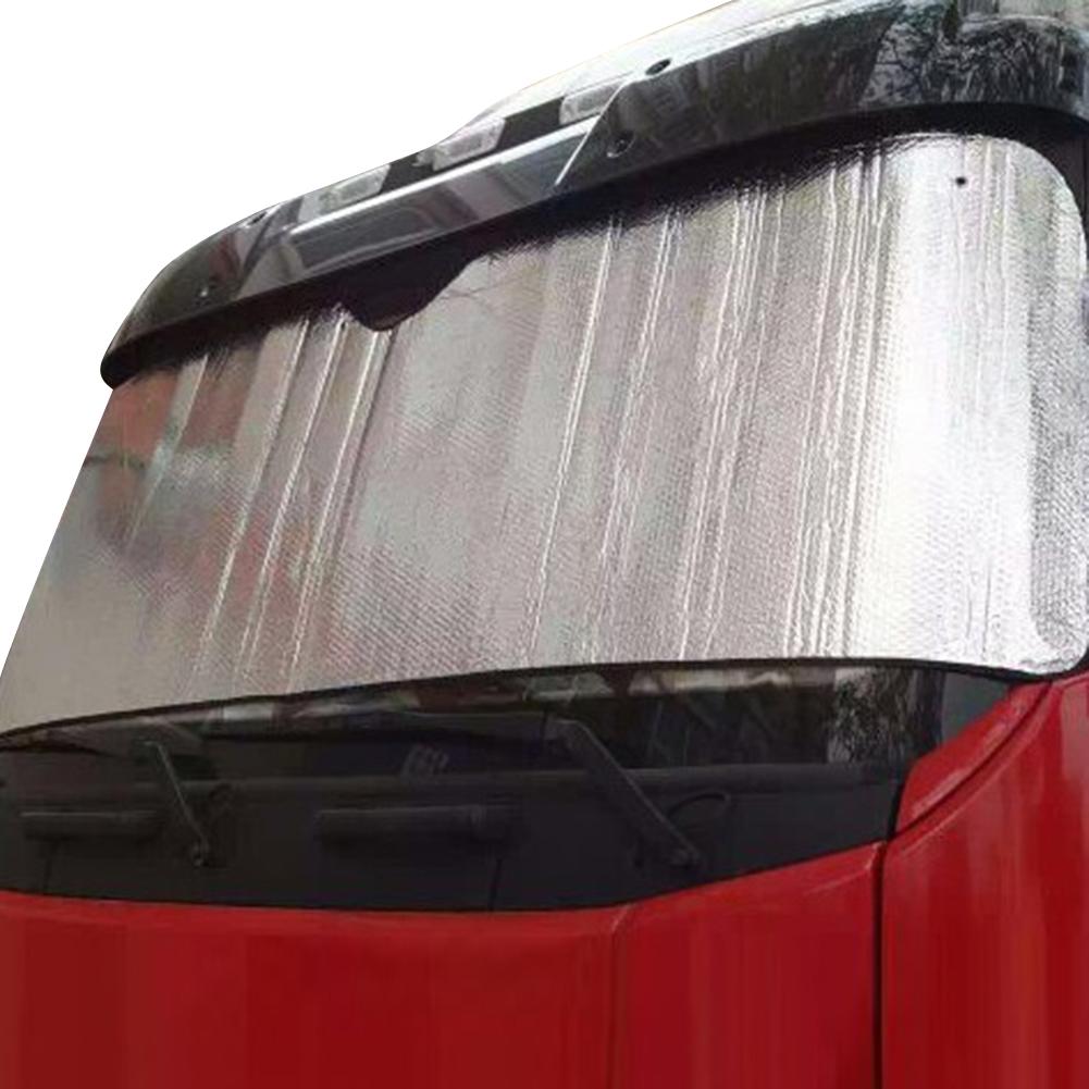 Cubierta de ventana delantera de automóvil de 220x70CM, película de aluminio plateada de doble cara, cubierta protectora plegable para parabrisas y parasol para camiones