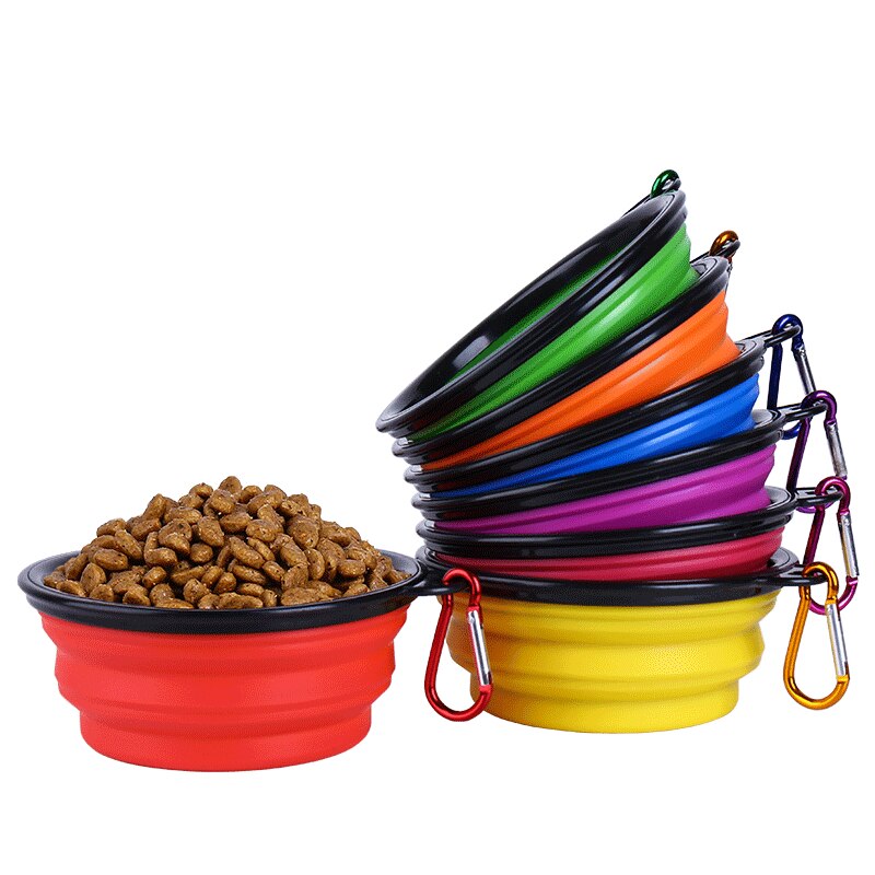 Silicone Collapsible Foldable Dog Bowl Candy Color Outdoor Travel Portable Puppy Food Container Water Feeder Dish Feeding Bowl