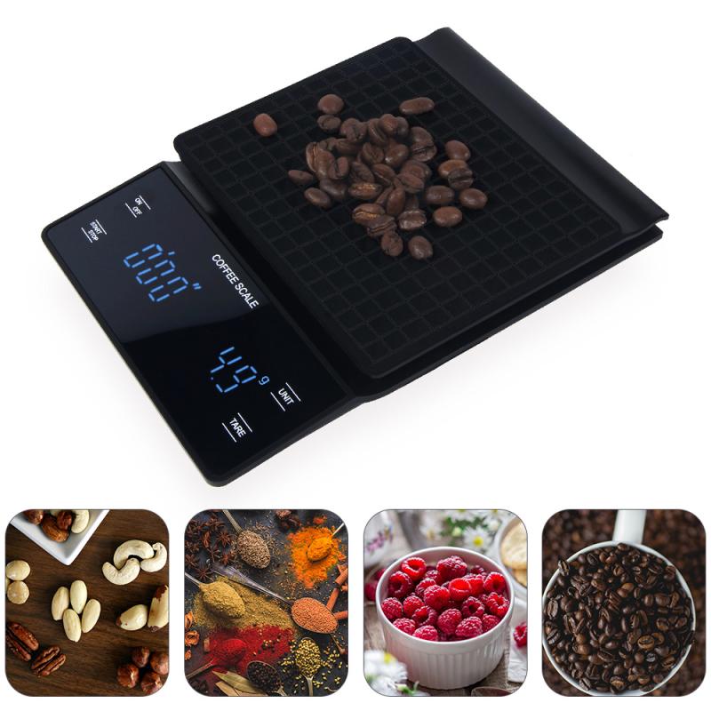 3kg/0.1g lcd display dryp kaffevægt med timer bærbar elektronisk digital køkkenvægt høj præcision lcd elektroniske vægte