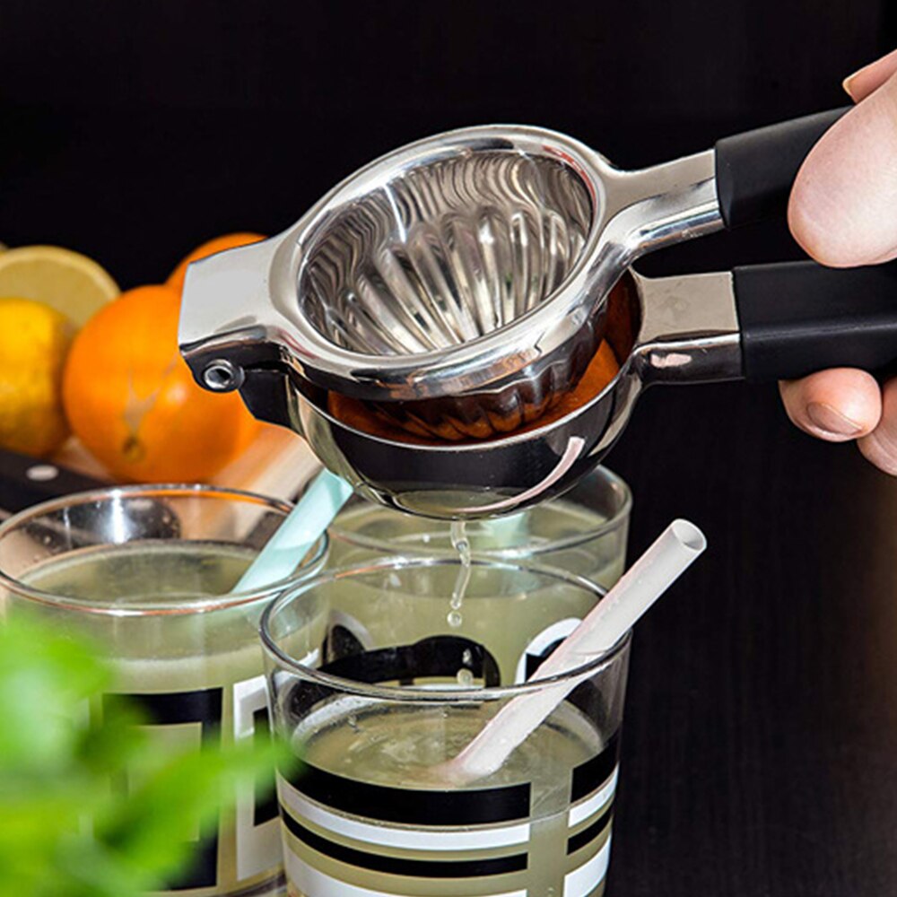 Lemon Squeezer 304 Stainless Steel Maunal Juicer Citrus Press with Silicone Handles for Juicing Oranges, Big Lemons