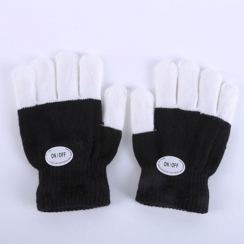glühend Handschuhe Halloween freundlicher LED Rave Blinkt Warme Handschuh Licht hoch Finger Spitze Beleuchtung: Schwarz Weiß