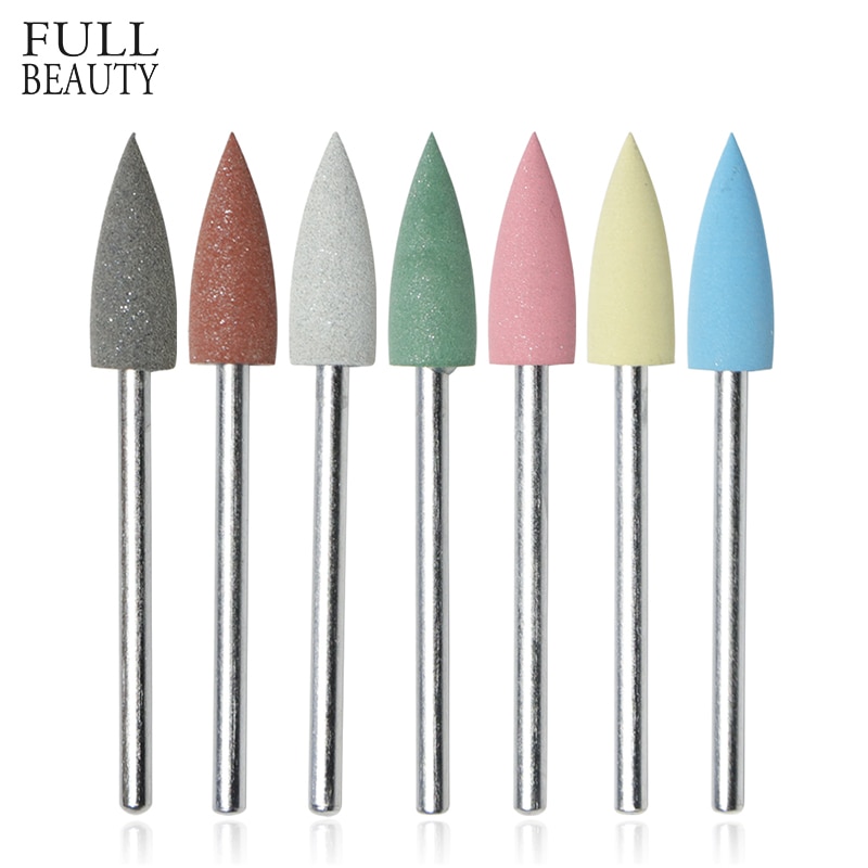 1 st 7 färg polerare buffert nagelborr silikon kuspidal elektriska nail art verktyg fräs för manikyr chgj 01-1