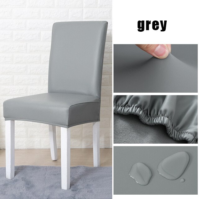 PU Leather Solid Color Chair Cover Waterproof Dining Chair Covers Hotel Banquet Wedding Seat Covers Chair Protector: B